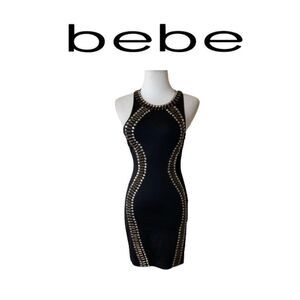 Bebe Sexy Black Studded Dress. Sz XXS